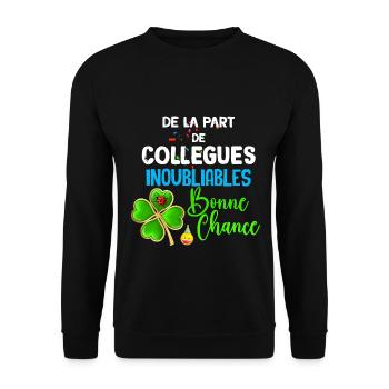 Bonne Chance Collègue On T'aime Cadeau Départ - Sweat-shirt Unisexe - noir - Devant - Alina (178cm) & Michal (187cm)