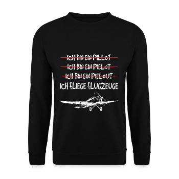 Flugzeug Motorflugzeug Segelflieger Piloten - Unisex Pullover - Schwarz - Vorne - Alina (178cm) & Michal (187cm)