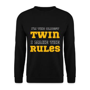 Je suis le jumeau le plus âgé Je rends les règles drôle de famille - Sweat-shirt Unisexe - noir - Devant - Alina (178cm) & Michal (187cm)