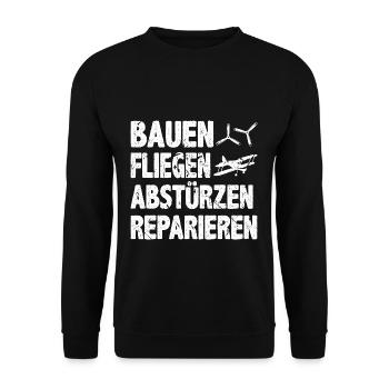 Modellflieger Pilot Modellbau RC Flugzeuge - Unisex Pullover - Schwarz - Vorne - Alina (178cm) & Michal (187cm)
