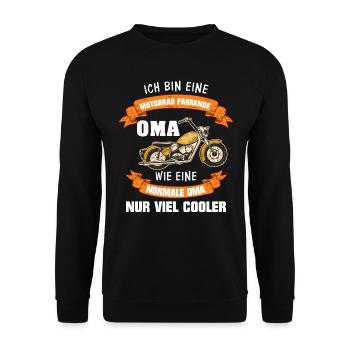 Biker Oma wie eine normale Oma nur viel cooler - Unisex Pullover - Schwarz - Vorne - Alina (178cm) & Michal (187cm)