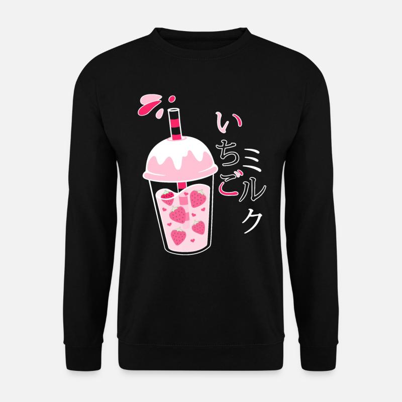 Erdbeermilch, Japanisch, Kawaii, Strawberry Milk - Unisex Pullover - Schwarz