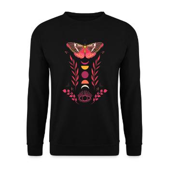 Papillon, Nature, Vintage, Phase lunaires, Plante - Sweat-shirt Unisexe - noir - Devant - Alina (178cm) & Michal (187cm)