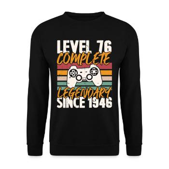 Niveau 76 Complet Vintage Anniversaire 76 Ans - Sweat-shirt Unisexe - noir - Devant - Alina (178cm) & Michal (187cm)