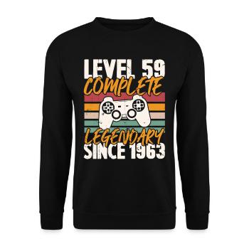 Niveau 59 Complet Vintage Anniversaire 59 Ans - Sweat-shirt Unisexe - noir - Devant - Alina (178cm) & Michal (187cm)