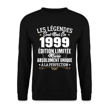 Cadeau d'anniversaire légendes sont nées en 1999 - Sweat-shirt Unisexe - noir - Devant - Alina (178cm) & Michal (187cm)