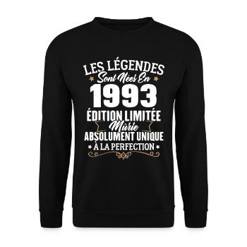 Cadeau d'anniversaire légendes sont nées en 1993 - Sweat-shirt Unisexe - noir - Devant - Alina (178cm) & Michal (187cm)