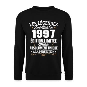 Cadeau d'anniversaire légendes sont nées en 1997 - Sweat-shirt Unisexe - noir - Devant - Alina (178cm) & Michal (187cm)