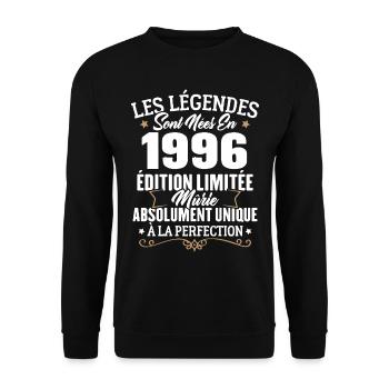 Cadeau d'anniversaire légendes sont nées en 1996 - Sweat-shirt Unisexe - noir - Devant - Alina (178cm) & Michal (187cm)