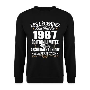 Cadeau d'anniversaire légendes sont nées en 1987 - Sweat-shirt Unisexe - noir - Devant - Alina (178cm) & Michal (187cm)