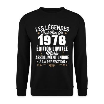 Cadeau d'anniversaire légendes sont nées en 1978 - Sweat-shirt Unisexe - noir - Devant - Alina (178cm) & Michal (187cm)