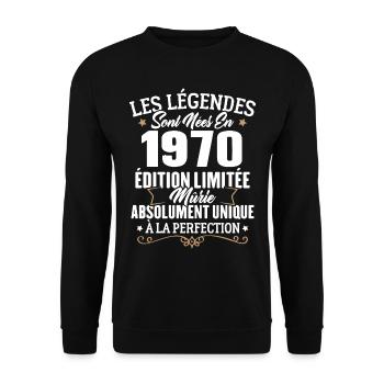 Cadeau d'anniversaire légendes sont nées en 1970 - Sweat-shirt Unisexe - noir - Devant - Alina (178cm) & Michal (187cm)