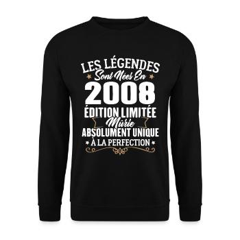 Cadeau d'anniversaire légendes sont nées en 2008 - Sweat-shirt Unisexe - noir - Devant - Alina (178cm) & Michal (187cm)