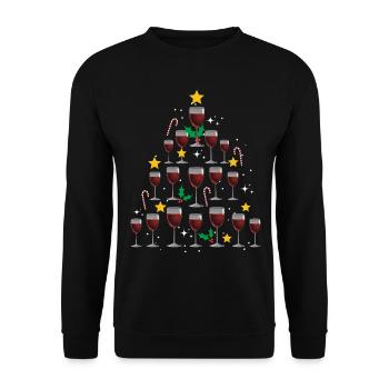 Wein Weihnachten. Weihnachtsgeschenk - Unisex Pullover - Schwarz - Vorne - Alina (178cm) & Michal (187cm)
