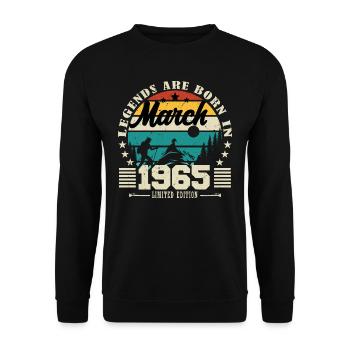 Mars 1965. Cadeau d'anniversaire mars 1965. - Sweat-shirt Unisexe - noir - Devant - Alina (178cm) & Michal (187cm)