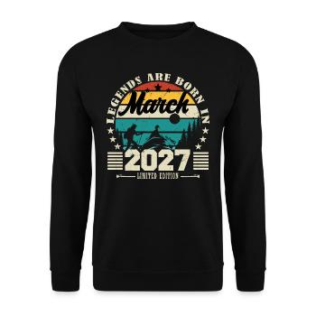 Mars 2027. Cadeau d'anniversaire mars 2027. - Sweat-shirt Unisexe - noir - Devant - Alina (178cm) & Michal (187cm)