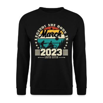 Mars 2023. Cadeau d'anniversaire mars 2023. - Sweat-shirt Unisexe - noir - Devant - Alina (178cm) & Michal (187cm)