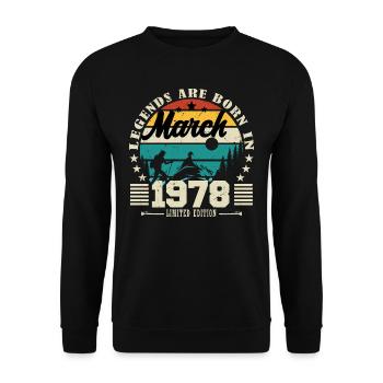 March 1978. March 1978 Birthday Gift. - Unisex Sweatshirt - black - Front - Alina (178cm) & Michal (187cm)