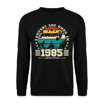 January 1985. Birthday gift January 1985. - Unisex Sweatshirt - black - Front - Alina (178cm) & Michal (187cm)