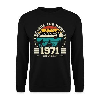 January 1971. Birthday gift January 1971. - Unisex Sweatshirt - black - Front - Alina (178cm) & Michal (187cm)