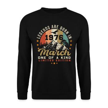 March 1976 Vintage Birthday Retro Gift - Unisex Sweatshirt - black - Front - Alina (178cm) & Michal (187cm)