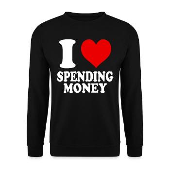 Ich liebe es, Geld Geld Lustiges Herz zu speien - Unisex Pullover - Schwarz - Vorne - Alina (178cm) & Michal (187cm)