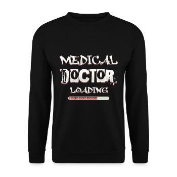 Arzt lädt lustige Phrase aus der medizinischen Fakultät - Unisex Pullover - Schwarz - Vorne - Alina (178cm) & Michal (187cm)