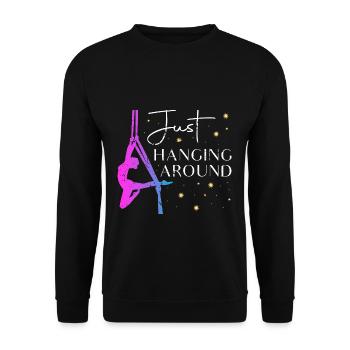 Just Hanging Around Aerial Silk Dancer - Unisex Pullover - Schwarz - Vorne - Alina (178cm) & Michal (187cm)
