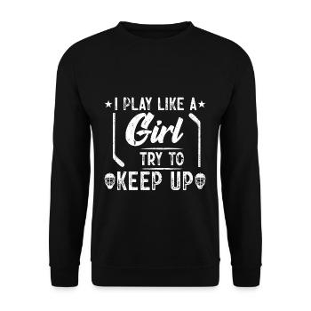 Eishockey Mädchen Eishockeyspieler - Unisex Pullover - Schwarz - Vorne - Alina (178cm) & Michal (187cm)