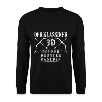 3D Bogensport Geschenk für Bogenjagd Bogenschießen - Unisex Pullover - Schwarz - Vorne - Alina (178cm) & Michal (187cm)