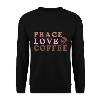 Peace Love Coffee - Unisex Pullover - Schwarz - Vorne - Alina (178cm) & Michal (187cm)