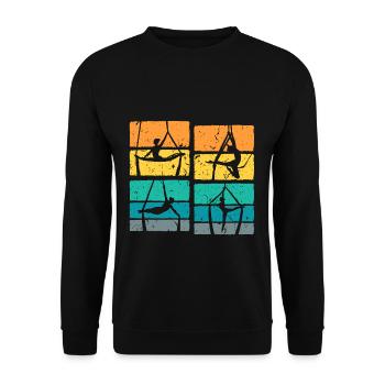 Retro Aerial Yoga Luftakrobatin - Unisex Pullover - Schwarz - Vorne - Alina (178cm) & Michal (187cm)
