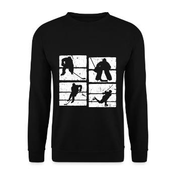 Distressed Ice Hockey - Unisex Pullover - Schwarz - Vorne - Alina (178cm) & Michal (187cm)