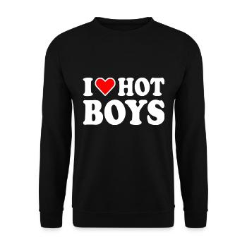 I love hot boys - Unisex Pullover - Schwarz - Vorne - Alina (178cm) & Michal (187cm)