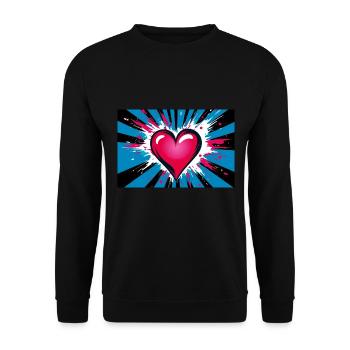 Herz Love im abstrakten Pop-Art Graffiti Style - Unisex Pullover - Schwarz - Vorne - Alina (178cm) & Michal (187cm)