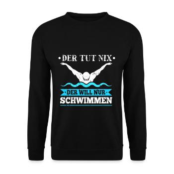 Wasserratte Sportschwimmer Der Tut Nix Schwimmen - Unisex Pullover - Schwarz - Vorne - Alina (178cm) & Michal (187cm)