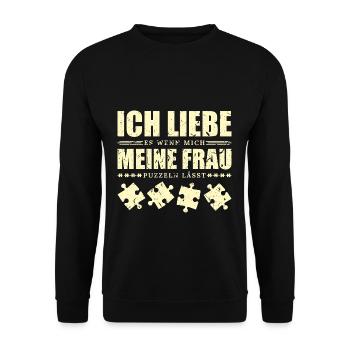 Puzzle Männer - Unisex Pullover - Schwarz - Vorne - Alina (178cm) & Michal (187cm)