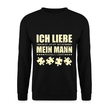 Puzzle Frauen - Unisex Pullover - Schwarz - Vorne - Alina (178cm) & Michal (187cm)