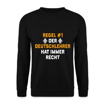 Deutschlehrer Geschenk Geburtstag Spruch - Unisex Pullover - Schwarz - Vorne - Alina (178cm) & Michal (187cm)