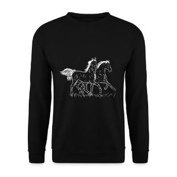 Pferd - Unisex Pullover - Schwarz - Vorne - Alina (178cm) & Michal (187cm)