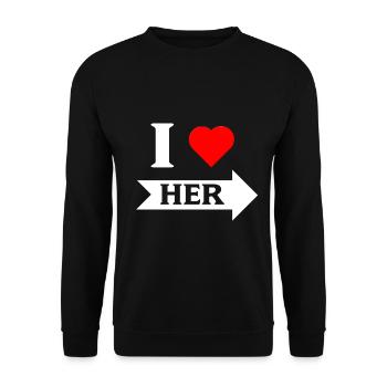 I love Her right arrow white - Unisex Sweatshirt - black - Front - Alina (178cm) & Michal (187cm)