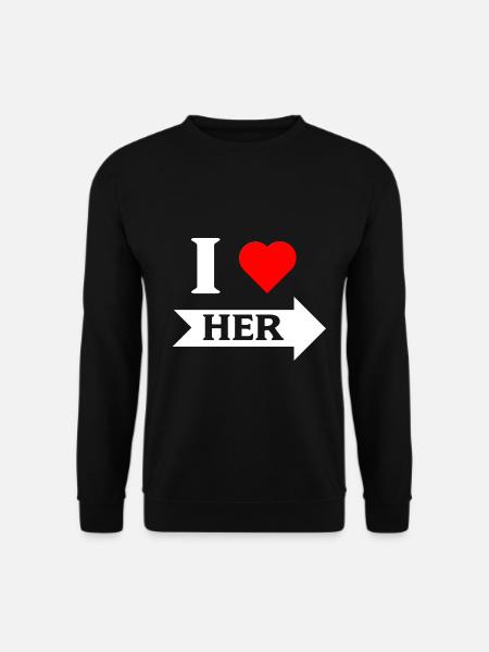 I love Her Pfeil rechts weiß - Unisex Pullover - Schwarz