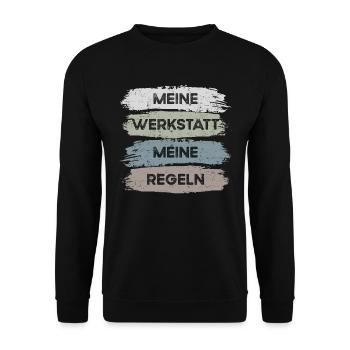 Meine Werkstatt - Unisex Pullover - Schwarz - Vorne - Alina (178cm) & Michal (187cm)