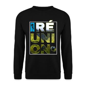 île la Réunion Volcan et Nature Cadeau Homme Femme - Sweat-shirt Unisexe - noir - Devant - Alina (178cm) & Michal (187cm)