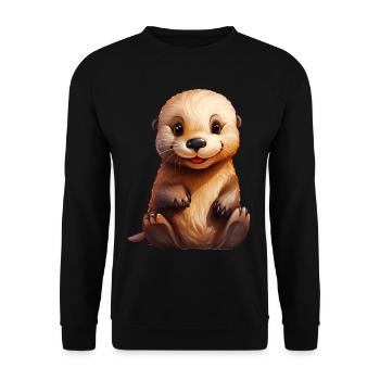 Mignon bébé loutre de mer - Sweat-shirt Unisexe - noir - Devant - Alina (178cm) & Michal (187cm)