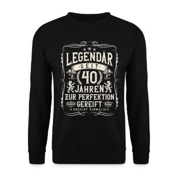 40 Jahre Legendär 40 Geburtstag Geschenk - Unisex Pullover - Schwarz - Vorne - Alina (178cm) & Michal (187cm)