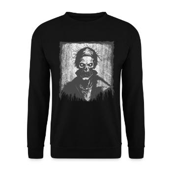 Gruseliger Zombie Böse - Unisex Pullover - Schwarz - Vorne - Alina (178cm) & Michal (187cm)