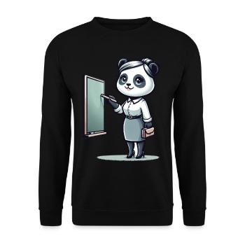 Cute Panda Teacher - Unisex Pullover - Schwarz - Vorne - Alina (178cm) & Michal (187cm)
