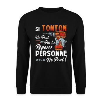 Si Tonton Ne Peut Pas Le Réparer Personne Ne Peut - Sweat-shirt Unisexe - noir - Devant - Alina (178cm) & Michal (187cm)