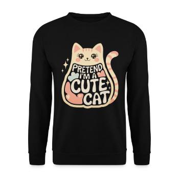 Chat Kawaii - Message Mignon et Fun - Sweat-shirt Unisexe - noir - Devant - Alina (178cm) & Michal (187cm)